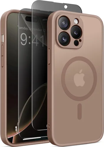 Vista 42 de GolbinBox - Funda magnética para iPhone 13 Pro Max, compatible con MagSafe, protección de cámara, protector de privacidad, funda translúcida mate, a