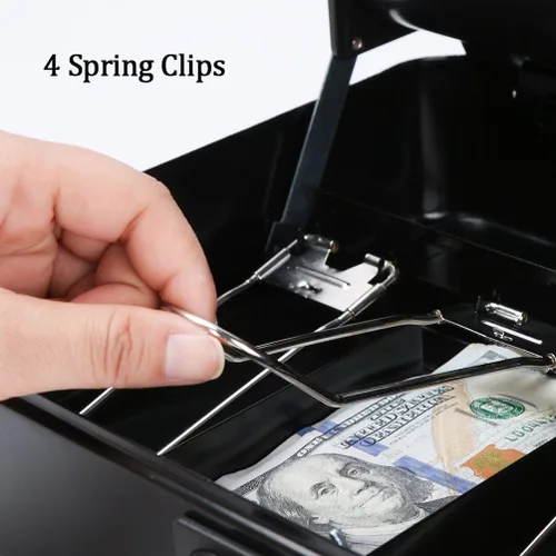 Vista 3 de Decaller - Caja de dinero en voladizo de metal con cerradura de combinación, caja de dinero grande con cerradura Decaller - 5 compartimentos y 4