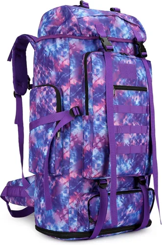 Vista 16 de Mochila impermeable que acampa que camina 70L/100L Molle mochila grande Daypack para viajar, Camuflaje del bosque