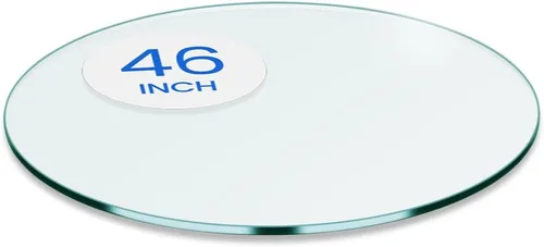 Vista 68 de Dulles Glass Mesa redonda de cristal de 26 pulgadas, templada, superficie de vidrio de 3/8 pulgadas de grosor, borde de lápiz seguro, multiusos