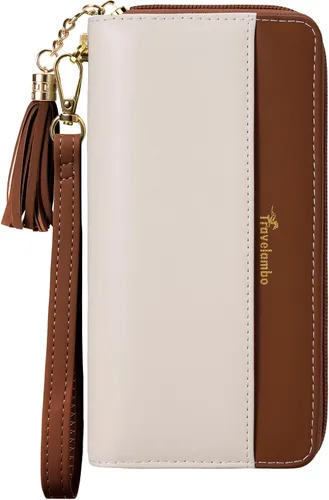 Vista 18 de Carteras con borla Travelambo para mujer, plegable, pulsera, cartera larga negro (A01 Black)