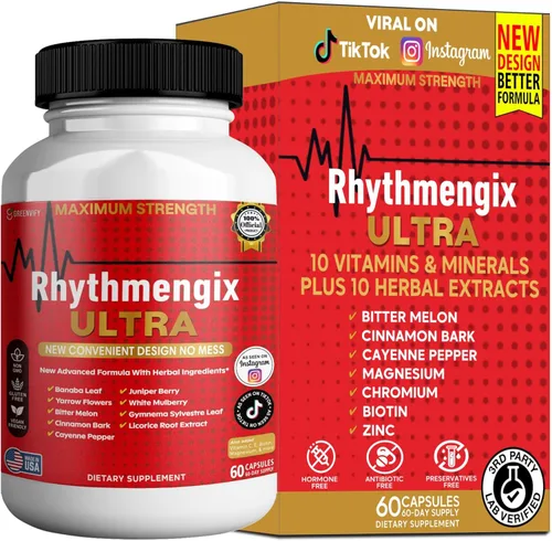 Rhythmengix Ultra Maximum Strength Suplemento dietético, fórmula herbal, 60 cápsulas (1)