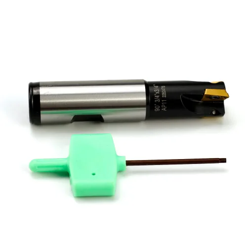 Vista 8 de OSCARBIDE Molino de extremo indexable, 3/4" Shank, 3/4" diámetro de corte, 3-1/2" longitud, 90°, AP11, 3 flautas, 3pcs APKT11T3 insertos de carburo