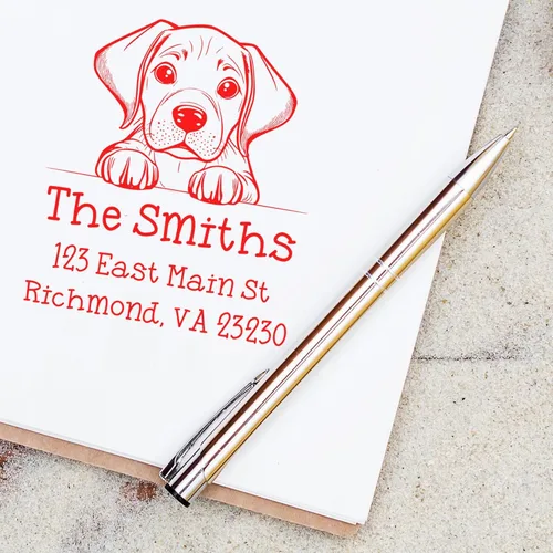 Vista 211 de Sello de alta calidad para cachorros Airedale Terrier – Sello de dirección personalizado – Ideal para los amantes de los perros – Elección de 5
