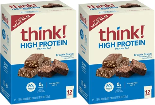 Vista 18 de think! Barras de proteínas, aperitivos altos en proteínas, sin gluten, barra energética sin azúcar con aislado de proteína de suero de leche