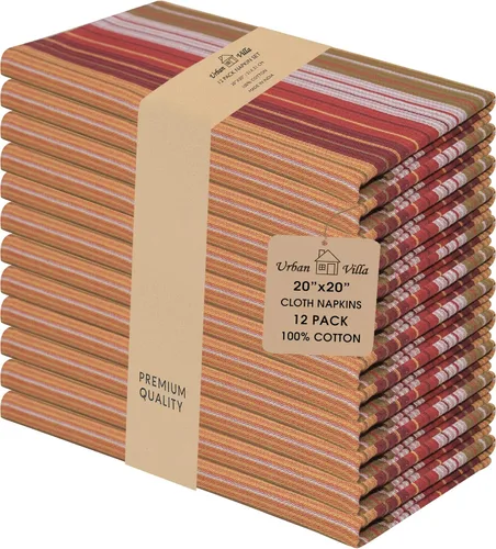 Vista 22 de Urban Villa - Juego de 12 servilletas de tela de 50 x 50 centímetros 100% algodón, servilletas lavables, duraderas, reutilizables y absorbentes