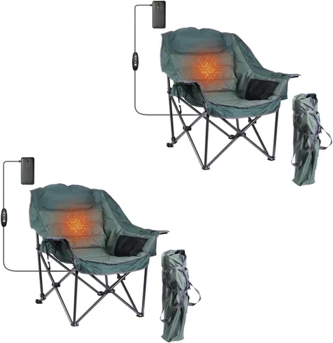 Vista 3 de Silla plegable para campamento, silla acolchada, silla de campamento de gran tamaño, silla de césped para adultos, bolsa de transporte resistente