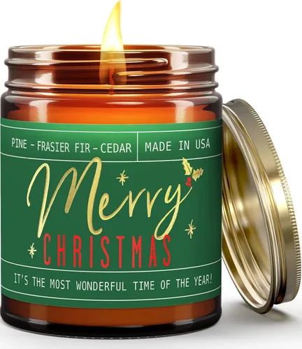 Vista 13 de Vela de bálsamo, velas de Navidad perfumadas – Vela de soja 'bálsamo + cedro', con abeto bálsamo, cedro y cítricos - Infundida con aceites