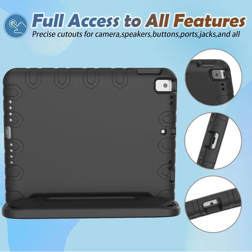 Vista 5 de LTROP Funda infantil para iPad de 9ª/8ª/7ª generación (2021/2020/2019), iPad 10.2 con protector de pantalla integrado, funda para niños con soporte