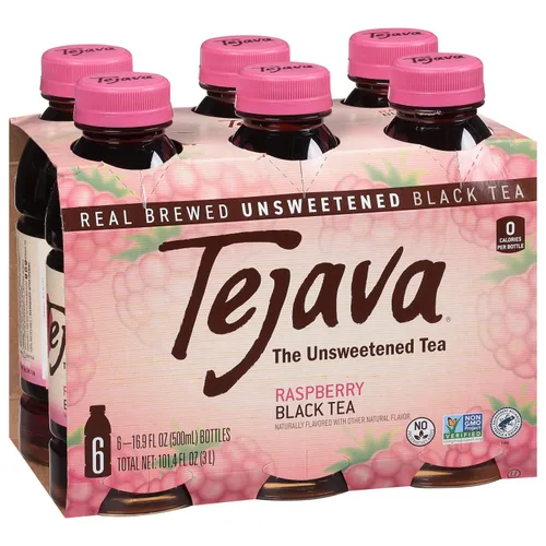 Vista 16 de Tejava Té helado negro con limón, paquete de 6, botellas de PET de 16.9oz, sin azúcar, sin OGM, kosher, sin azúcar ni edulcorantes, sin calorías