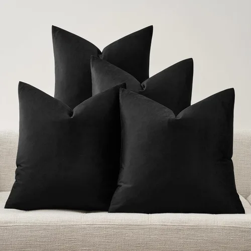 Vista 37 de GIGIZAZA Fundas de almohada decorativas de terciopelo champán, fundas de almohada para sofá (20 x 20 pulgadas, 4 unidades, champán)
