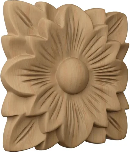 Vista 2 de Ekena Millwork ROS03X03SPAL Roseta cuadrada primaveral, 3 1/2"W x 3 1/2"H x 1/2"P, aliso