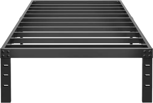Vista 17 de Base de cama tamaño Queen de 12 pulgadas, no necesita somier, base de colchón de plataforma de metal resistente con listones de acero