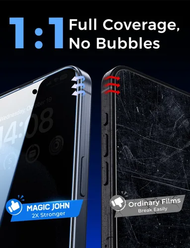 Vista 7 de MAGIC JOHN Paquete de 2 protectores de pantalla de vidrio de privacidad para iPhone 15 Pro (6.1 pulgadas), película de vidrio templado antiespía