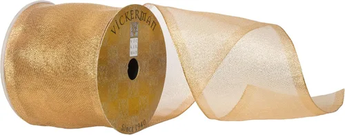 Vista 3 de Vickerman Cinta de Navidad con borde de alambre con estampado de abedul de 2.5 pulgadas x 10 yardas, algodón, blanca, cinta de corteza de abedul
