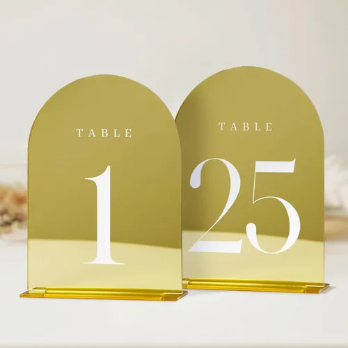 Vista 11 de JINMURY Números de mesa de arco esmerilado para recepción de boda, paquete de 10 piezas de 5x7" Signos acrílicos de arco esmerilado con soporte