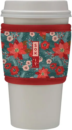Vista 195 de Sok It HotSok Coffee & Tea - Funda de neopreno con aislamiento reutilizable (floral abstracto)