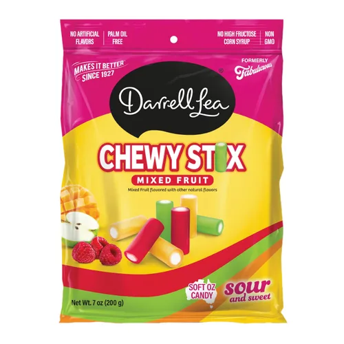 Vista 4 de Darrell Lea Fabulicious Sour Candy Stix, suave y picante, sin sabores artificiales, sin aceite de palma, fabricado en Australia, para compartir