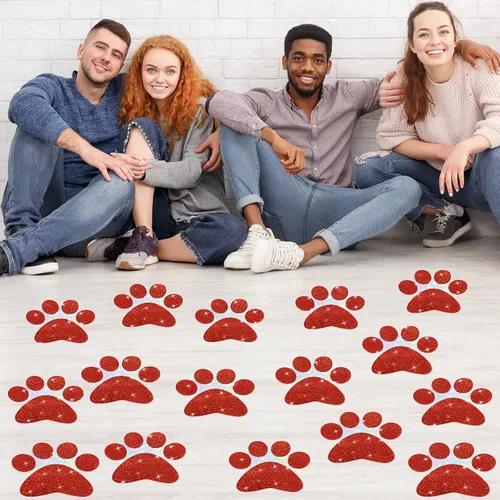 Vista 15 de ReliThick 30 Piezas Calcomanías de Suelo con Huellas de Patas 7.5" Huellas de Patas Grandes Adhesivo de Pared Autoadhesivo Calcomanía de Suelo