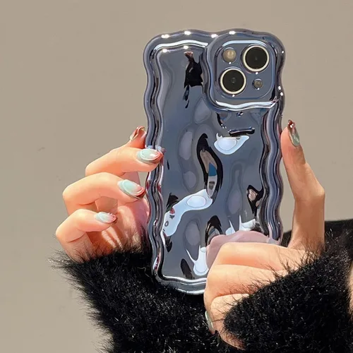 Vista 7 de FABSPARK Funda para iPhone 11, Patrón de Burbujas de Meteorito 3D Electrochapado Galvanizado con Brillos Marco Ondulado Rizado Funda Brillante, TPU