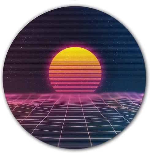 Vista 3 de DJ Synthwave 1980 Sun #1 - Almohadillas para rascar, 1200 vinilos de 12 pulgadas, alfombrilla giratoria para tocadiscos, 2 almohadillas para platos
