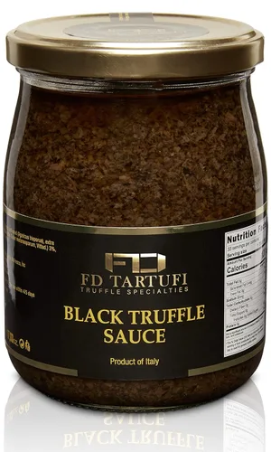 FD TARTUFI Salsa de trufa negra 500 g (17.63 oz), (Tubber Melanosporum) Salsa gourmet | Kosher | Sin OGM | Hecho en Italia | Champiñones | Trufas |