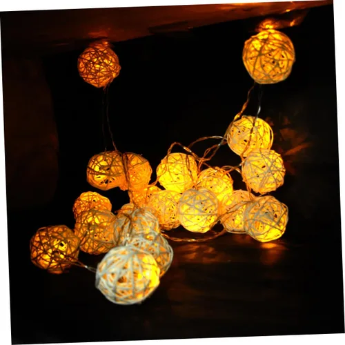 Vista 4 de Pequeña cadena de luces LED de ratán con pilas, luces decorativas para Navidad, boda, fiesta, decoración interior y exterior