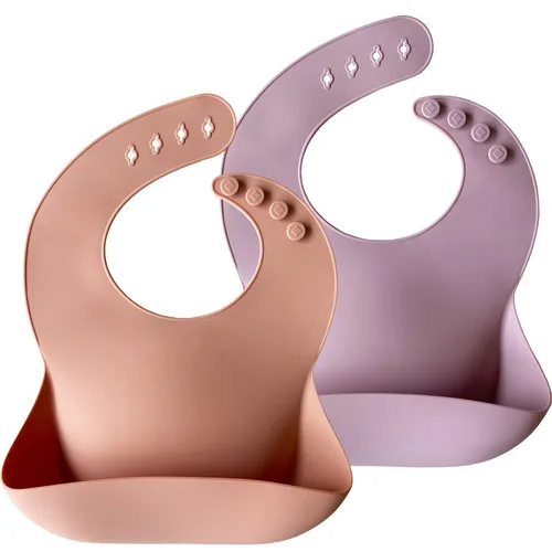 Vista 14 de Moonkie Juego de 2 baberos de silicona para bebés, sin BPA, impermeables, para comer, baberos de silicona suaves y ajustables para bebés de 6 a 12