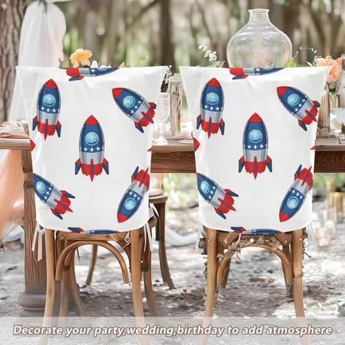 Vista 6 de 4th of July Independence Day Red and Blue Rockets Decorative Covers for Chairs for Classroom Stools Soft Anti-Slip Chair Covers fundas para sillas