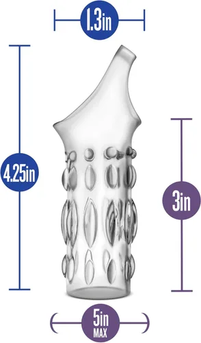 Vista 3 de Blush Performance - Anillo de manga transparente con tachuelas de 4.25 pulgadas con correa de bola, extensor elástico de circunferencia de pene