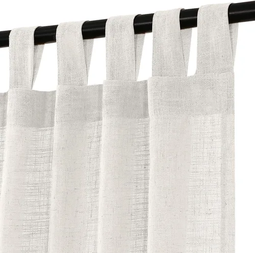 Vista 12 de Turquoize Cortinas de lino natural mezclado con pestañas superiores, paneles de tratamiento para ventana, cortinas para sala de estar, con pestaña