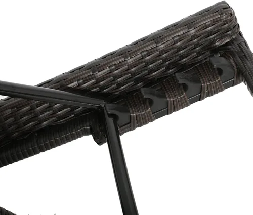 Vista 6 de Olivia Patio Furniture, silla de salón de mimbre con brazos para exteriores, juego de 2, Multi-Marrón