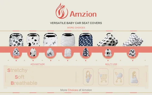 Vista 7 de Funda de asiento de automóvil para bebé, cubierta de lactancia multiusos para lactancia materna, funda para toldo de asiento de automóvil, fundas