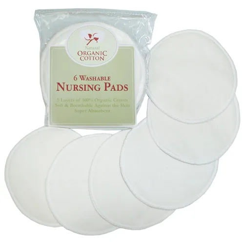 Vista 2 de TL Care Almohadillas de lactancia hechas con algodón orgánico, suaves, transpirables, absorbentes y lavables, color natural, 12