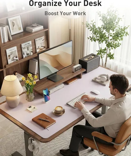 Vista 608 de Aothia Protector de escritorio de cuero, alfombrilla para mouse, alfombrilla de escritorio de oficina, 31.5 x 15.7 pulgadas, secante de escritorio