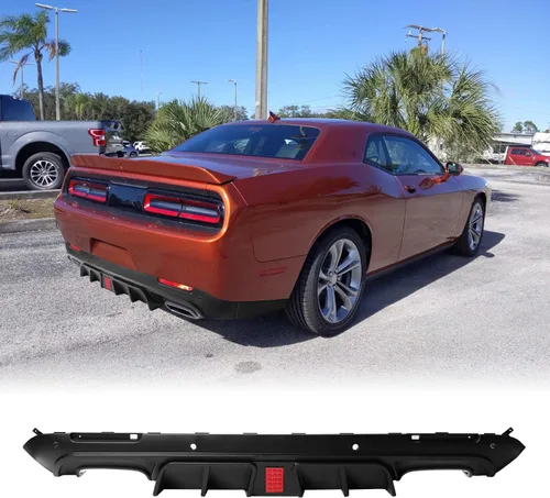 Vista 23 de FREEMOTOR802 Difusor Trasero Compatible con Dodge Challenger 2015-2023, Impresión de Fibra de Carbono PP Moldura de Parachoques Trasero Labio