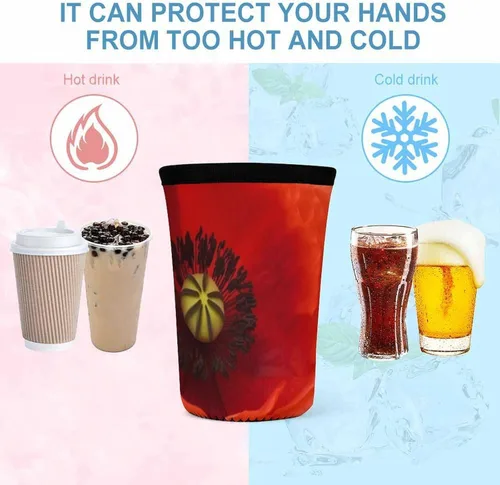 Vista 4 de Flowers Reusable Insulated Neoprene Iced Coffee Cup Sleeves 3 Sizes Diving Material Cup Durable Beverage Covers for Cold Coffee Tea Drinks