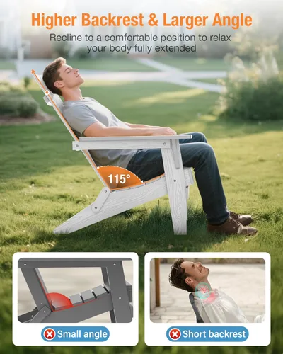 Vista 3 de YEFU Moderna silla plegable Adirondack de plástico, 1s ampliar/almacenar actualización desbloqueada, resistente a la intemperie, sillas de madera