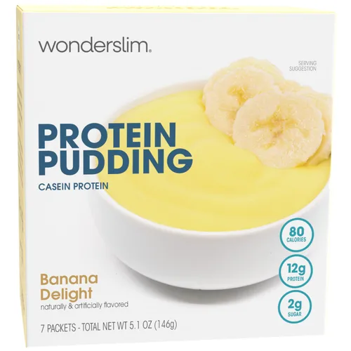 WonderSlim Pudín de proteínas, delicia de plátano, sin gluten, bajo en carbohidratos, bajo en azúcar (7 unidades)