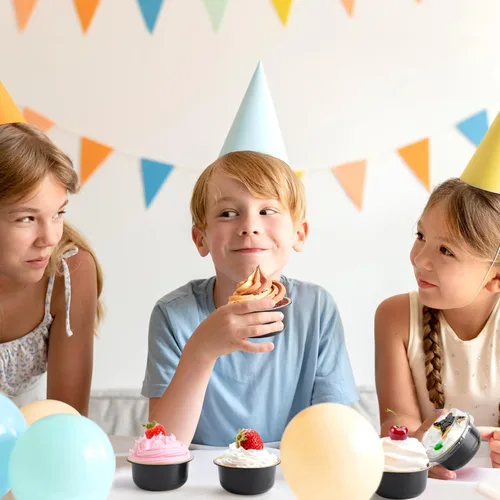 Vista 7 de Beasea Tazas de Ramekin de Aluminio con Tapa, 50 Unidades 6.1oz 180ml Mini Ramekins Desechables de Aluminio para Horno, Tazas Redondas para Cupcakes