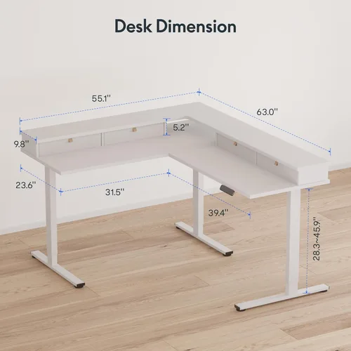 Vista 67 de FLEXISPOT Escritorio de esquina profesional con motor dual en forma de L, escritorio eléctrico de pie, escritorio de pie con altura ajustable, mesa