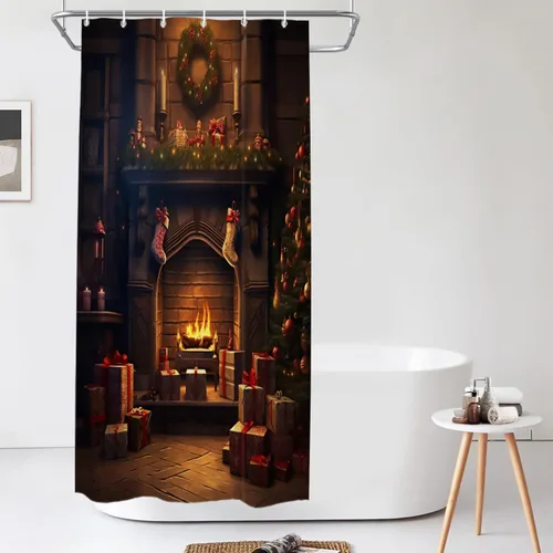 Vista 350 de Shrahala Father and Child Embracing No Hooks Shower Curtain with Snap in Liner Set, Tender Moment Captured Bathroom Décor Polyester Fiber Waterproof
