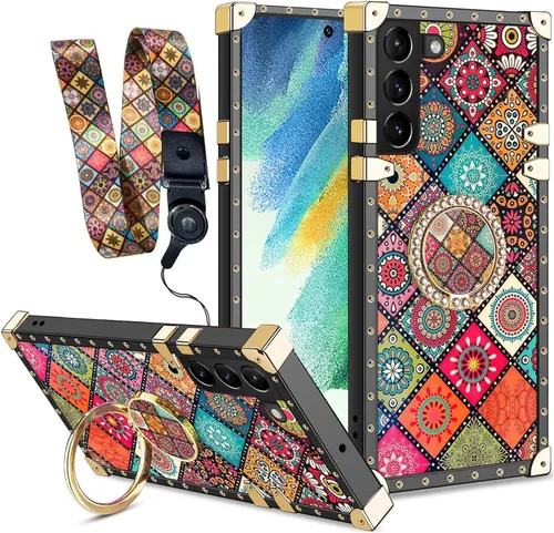 Vista 26 de nancheng for Samsung Galaxy S24 FE Case for Girls Women Stylish Luxury Bees Design Case with Ring Stand Holder + Strap Lanyard Shockproof Protection