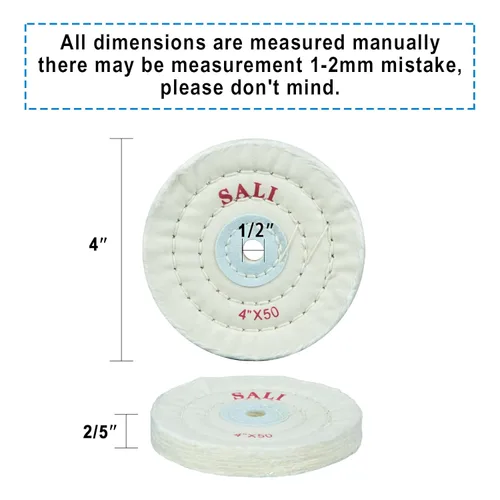 Vista 2 de SALI Paquete de 6 ruedas de pulido para molinillo de banco, rueda de pulido de algodón blanco de 4 pulgadas (50 capas) para pulidora