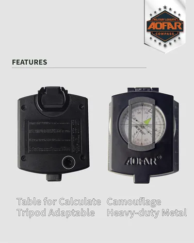 Vista 3 de AOFAR Military Compass,AF-4580 Lensatic Sighting, Waterproof and Shakeproof with Map Measurer Distance Calculator, Pouch for Camping, Hiking