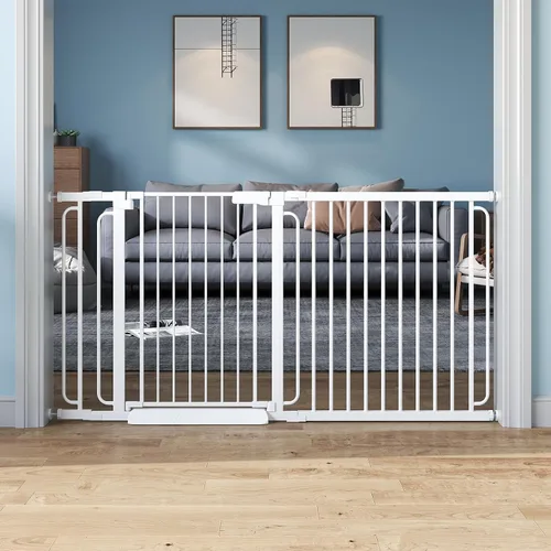 Vista 5 de Puerta de bebé para escaleras de 29.8 a 46.5 pulgadas montada a presión, puertas de bebé para niños de cierre automático para puertas sin taladro