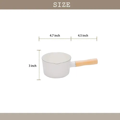 Vista 2 de Olla de leche esmaltada, calentador de mantequilla, mini cacerola antiadherente, 4.7 pulgadas, 24 onzas, utensilios de cocina pequeños con mango