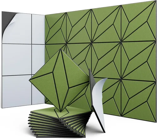 Vista 15 de Paneles acústicos hexagonales, paquete de 12 paneles de absorción de sonido de alta densidad de 12 x 10 x 0.4 pulgadas para mejorar la reducción
