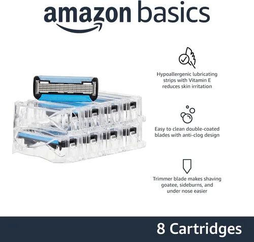 Vista 2 de Amazon Basics Recambios de maquinilla de afeitar MotionSphere de 5 cuchillas para hombres con lubricación dual y recortador de barba de precisión, 8