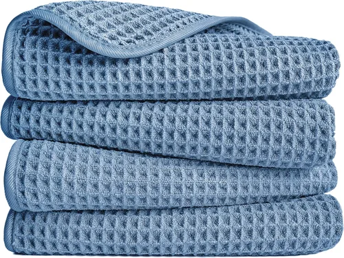 Vista 16 de POLYTE Toalla de mano de microfibra de 430 GSM, sin pelusas, 16 x 30 pulgadas, paquete de 4 (tejido de gofre)